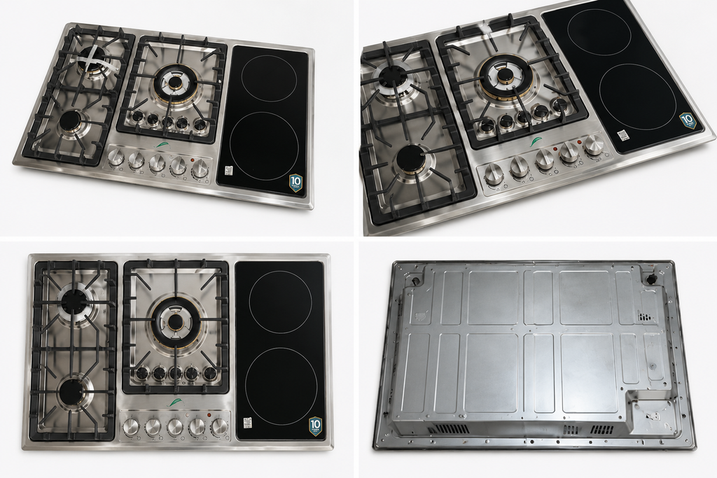 Signature 5907 TSBF 5 Burner Gas Hob with Dual Electric Ceramic Plate | Stainless Steel Built-In Cooker Hob